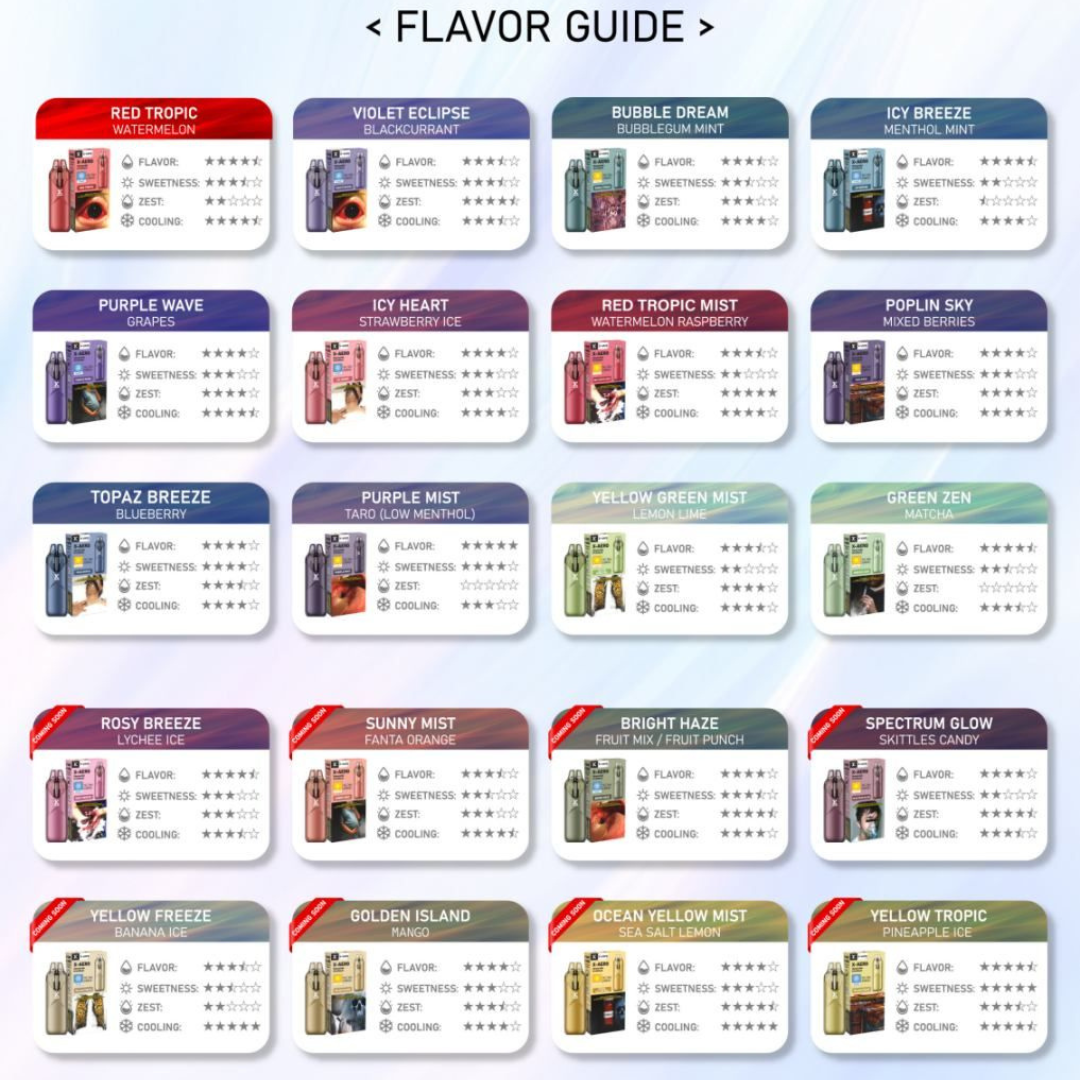 xvape aero flavor guide